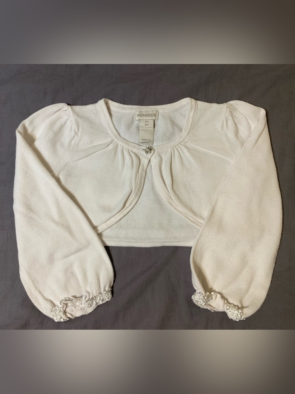 Monsoon Cropped Bolero Cardigan with Crystal button Detail